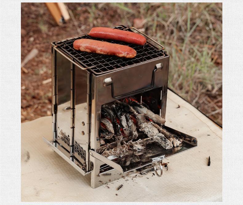 Powmag Estufa de Leña Camping, estufa de leña portatil, Estufa de leña al  aire libre portátil, Estufa de camping de acero inoxidable, estufa camping  wood stove para Exteriores Camping : : Deportes