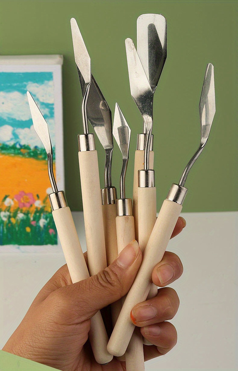 10pcs Artist Stainless Steel Palette Knife Set - Wood Hande Flexible  Spatula Painting Knives, 5 Pieces Painting Knives Oil Painting Accessories  Color