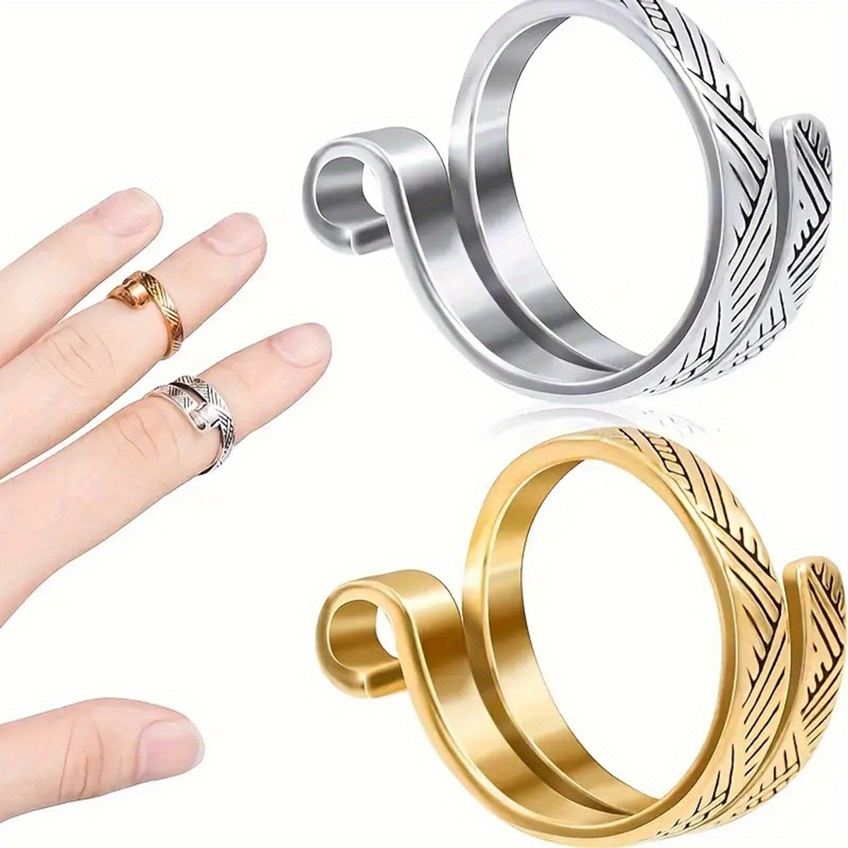 Gozadera upgraded 3 pcs crochet ring for finger yarn guide, adjustable tension  ring for crocheting, finger pain release and faster kni