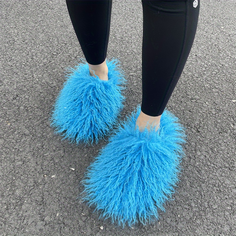 Blue best sale fluffy shoes