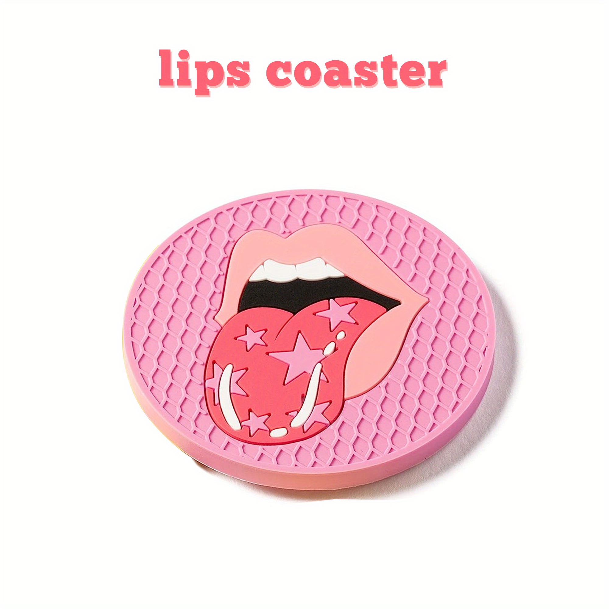 Preppy Car Cup Coaster Smile Face Lightning Bolt Leopard Lip Silicone Drink  Coasters Non-Slip Heat Resistant Cups Mat Cup Holders Auto Accessories