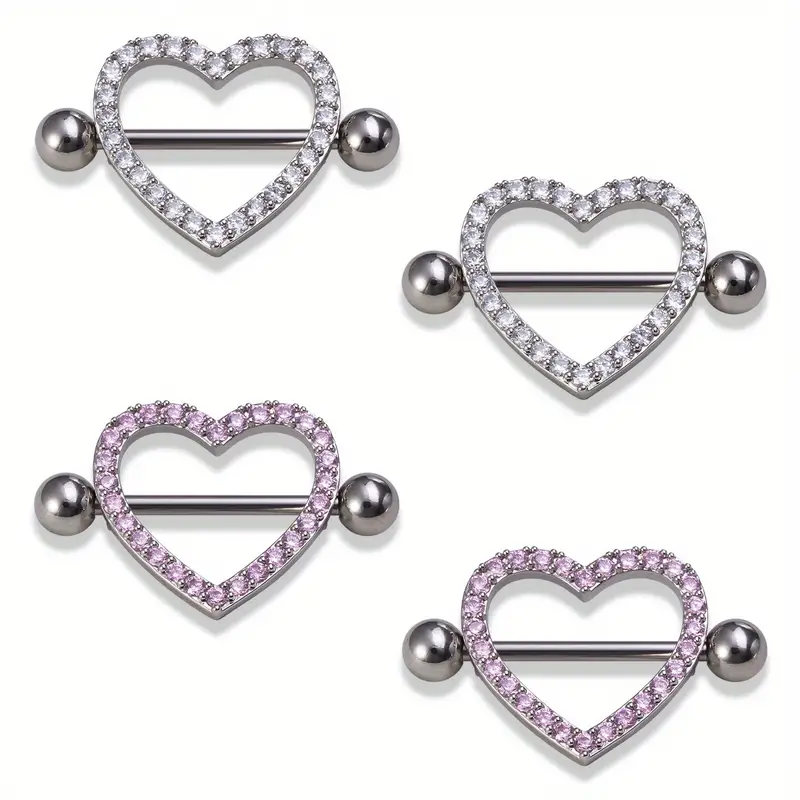 Love Heart Shaped Nipple Ring Inlaid Shiny Rhinestone Nipple - Temu
