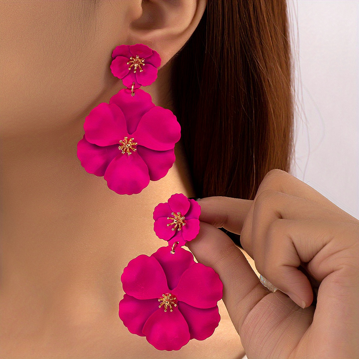 Nooxian Pressed Flower Dangle Drop Earrings Daisy Flower - Temu