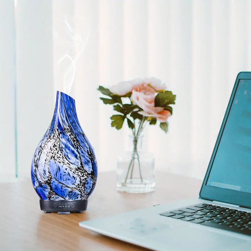 1 PCS Blue Spotted Oblique Spout Vase Glass Aromatherapy Humidifier Cute Aesthetic Stuff Cheapest Items Available For Classroom School Bedroom Office Travel Summer  Beach Vacation  Back To School Supplies details 3