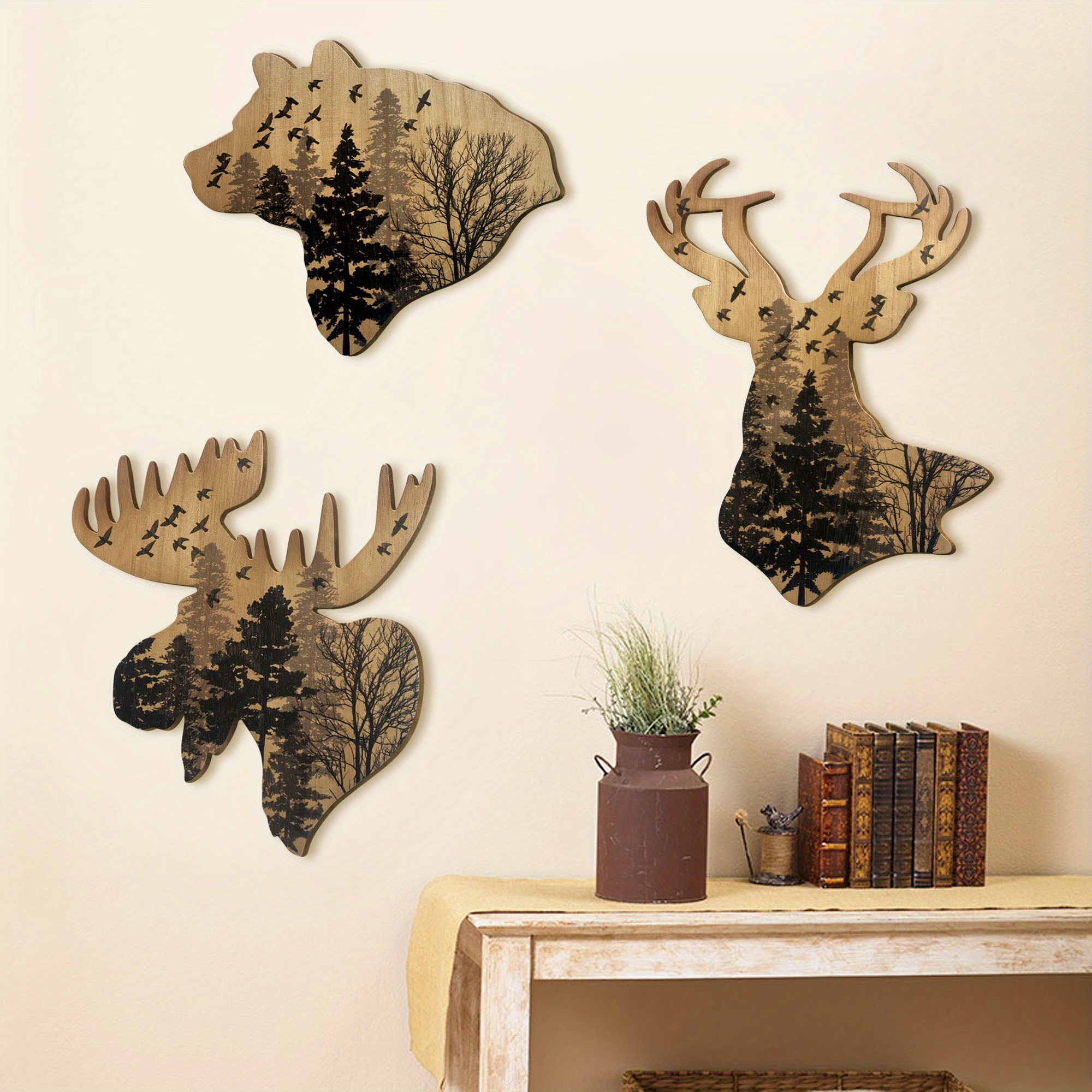 Wildlife Accent Wood Wall Hanging, Woodland Wall Decor, Animal Wall Art