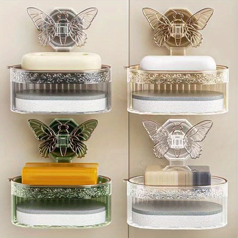 Double Soap Dish Star Holder Wall Mounted Storage Case Container Bathroom  Home