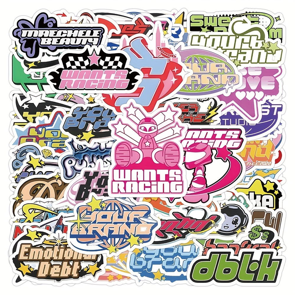 50pcs Cool Cartoon Girls Y2K Stickers For Laptop Phone Guitar