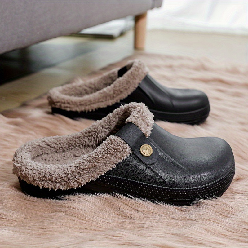womens winter slip on moccasin style slippers   upper plush lining non slip tpr sole warm indoor house shoes with arch support   footwear for cold weather indoor slippers plush lined interior Product details 1