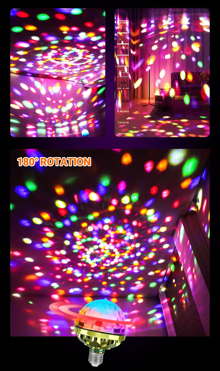 1pc colorful rotating magic light 9w rgb new led disco ball light colorful rotating bulb christmas birthday starry sky projection light details 4