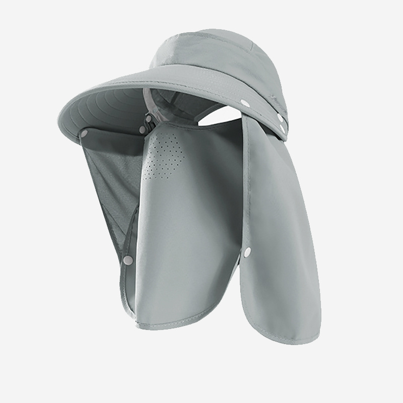 Wide Brim Sun Hat Detachable Neck Flap Mask Solid Color Uv - Temu