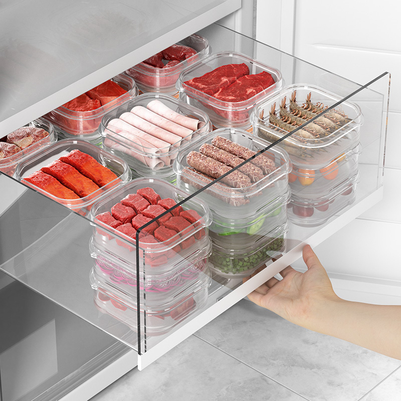 1pc Refrigerator Fresh-keeping Box, Plastic Freezer Storage Container With  Dividers For Meat, Garlic, Onion And Ginger, Random Color