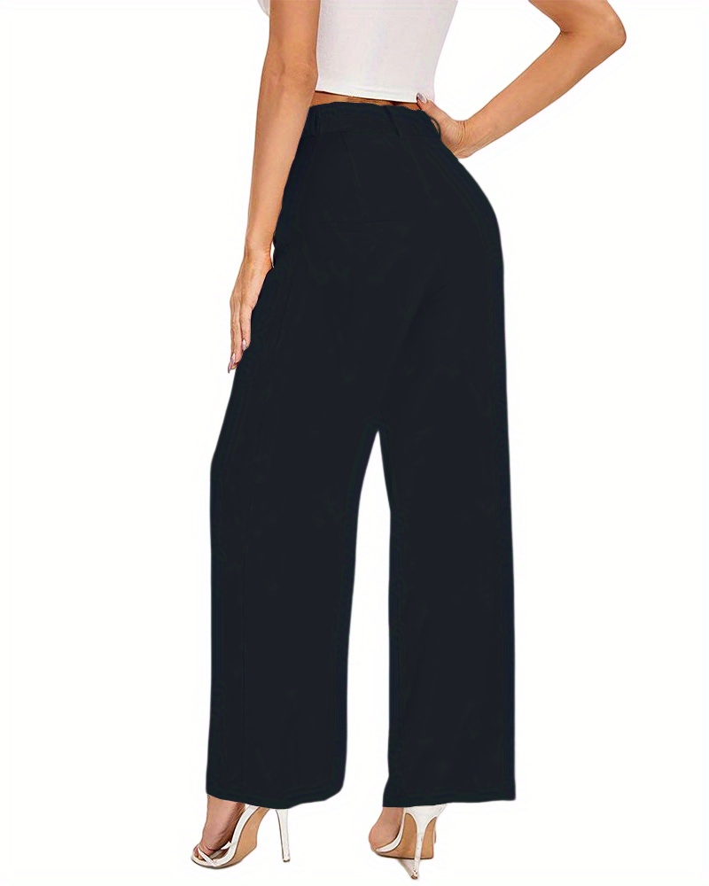 Slant Pockets Wide Leg Pants, Business Casual Loose Pants For Work &  Office, Women's Clothing