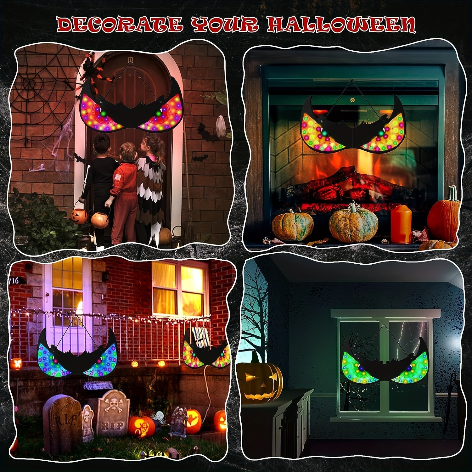 1pc halloween decorations flashing spooky eyes lights hanging eyes window lights with suction cup 50 led light up eyeball for indoor outdoor halloween decoration yard lawn graveyard scenes and party thanksgiving halloween decorations details 0
