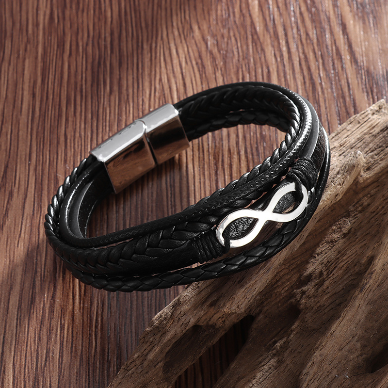 Mens leather bracelet infinity on sale symbol