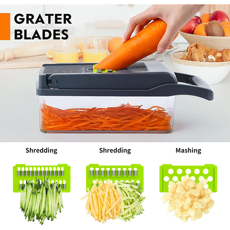  Vegetable Chopper, Pro Onion Chopper, Multifunctional 13 in 1  Food Chopper, Kitchen Vegetable Slicer Dicer Cutter,Veggie Chopper With 8  Blades,Carrot and Garlic Chopper With Container: Home & Kitchen