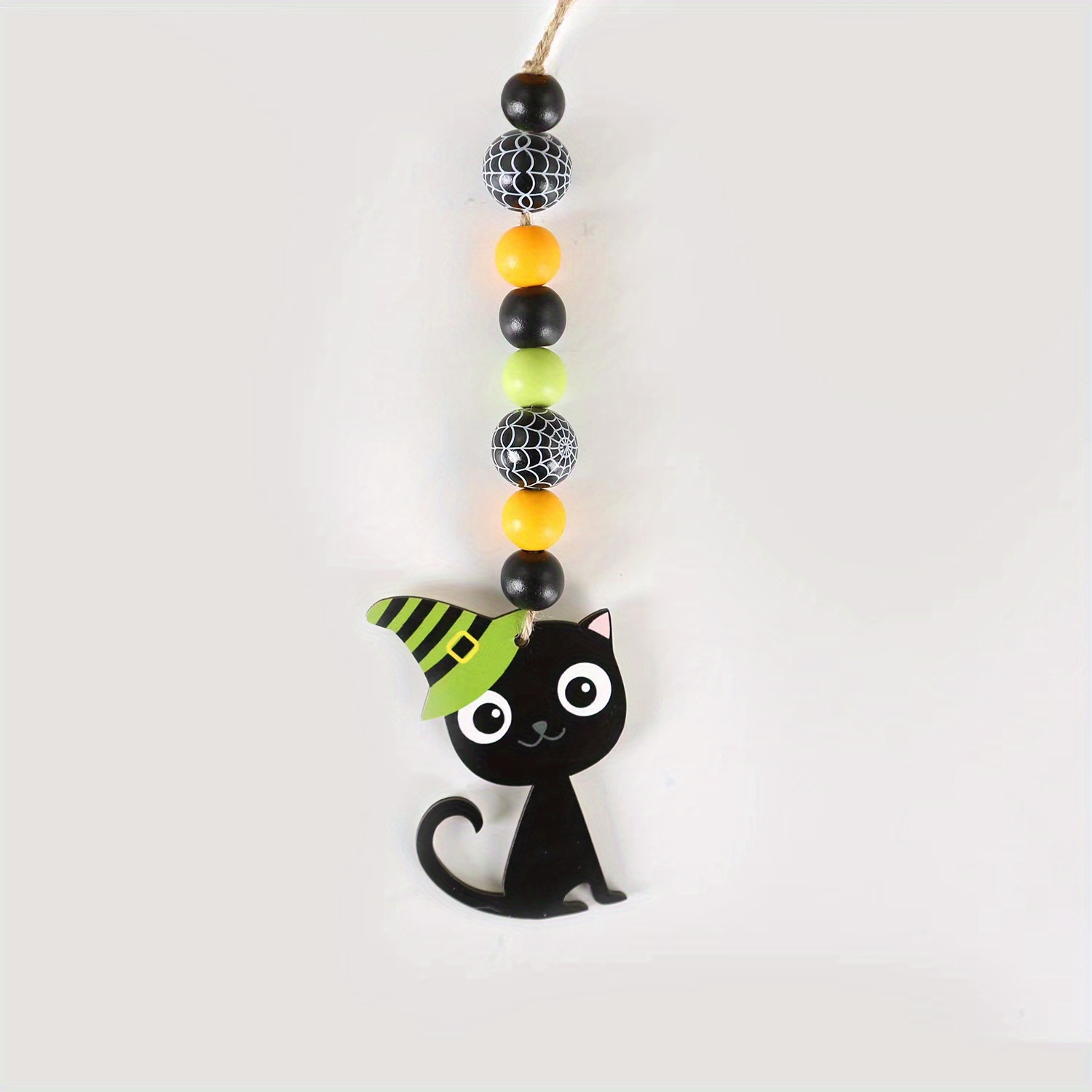 Halloween Wooden Beads String Tassel Diy Ghost Black Cat Tag - Temu Canada