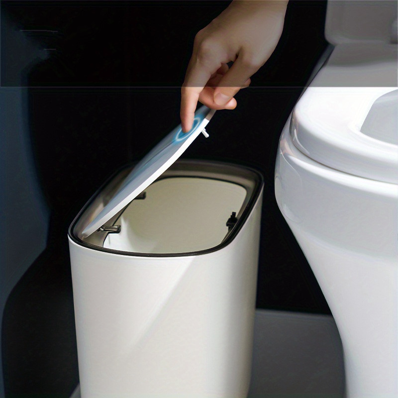 ensemble de poubelles de couleur beige Poubelle étroite ensemble de brosse  de toilette salle de bains poubelle en plastique poubelle de cuisine seau  poubelle outils de nettoyage ménager
