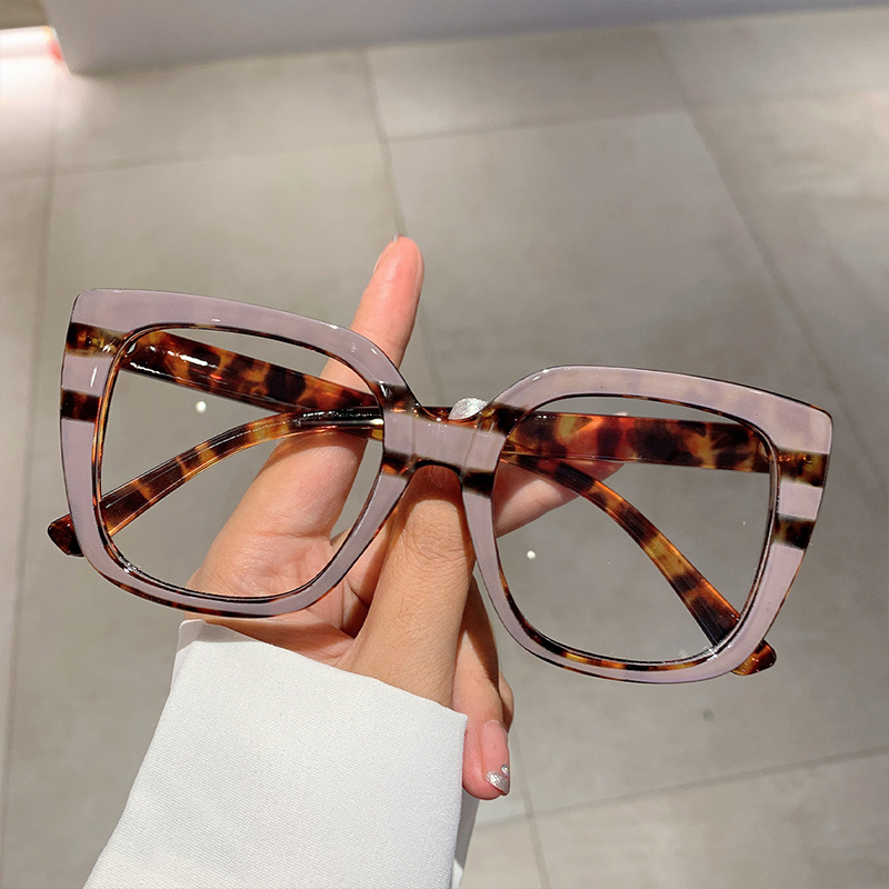 Large Square Frame Clear Lens Computer Glasses Color Block Decorative  Spectacles For Women Men, Don't Miss These Great Deals