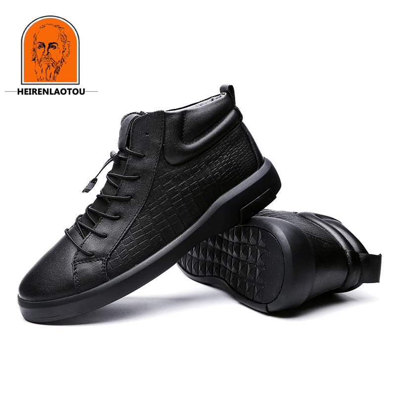 Mens No Tie Sneakers Ankle Boots Easily Wiped Clean Casual Walking Shoes Comfortable And