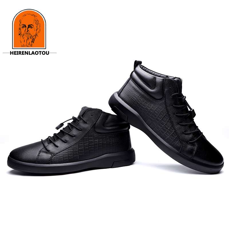 Mens No Tie Sneakers Ankle Boots Easily Wiped Clean Casual Walking Shoes Comfortable And