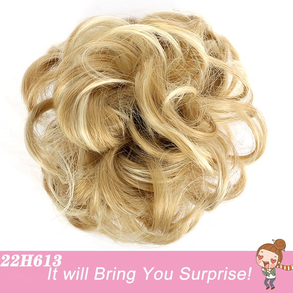Image of Synthetic Bun Scrunchie Fluffy Scrunchie Wig Ball Head Rope Chemical Fiber Scrunchie Fake Hair Band Lazy