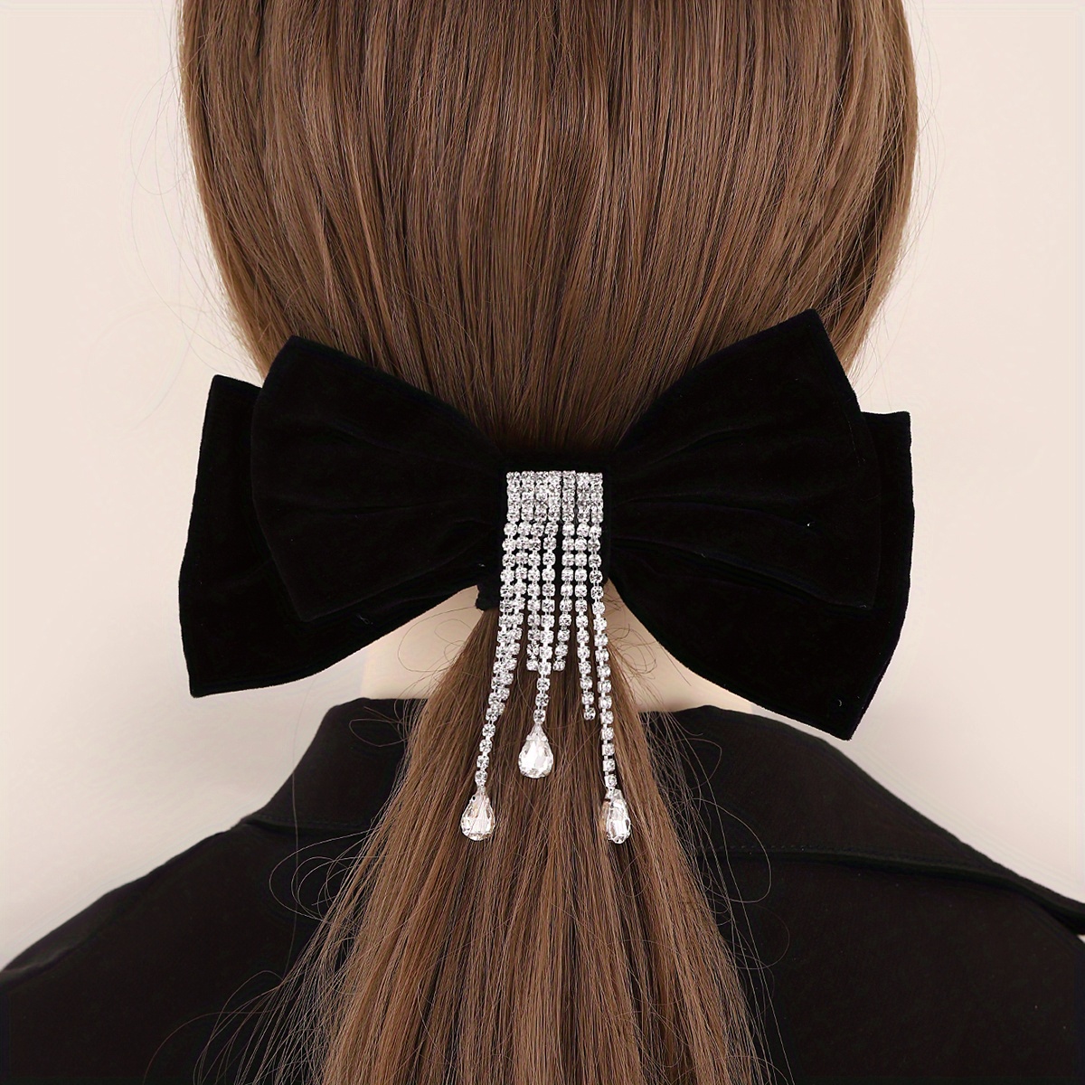 Elegant Rhinestone Bow Hair Clip Oversized Metal Barrette - Temu
