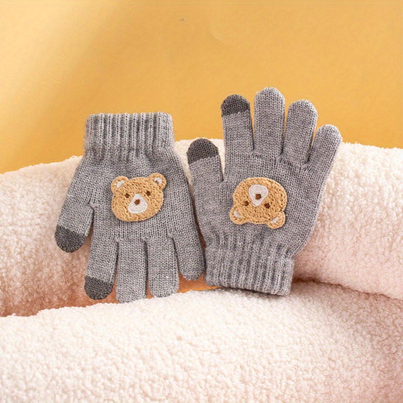 Children's Gloves Cartoon Bear Cold proof Thermal Baby Five - Temu