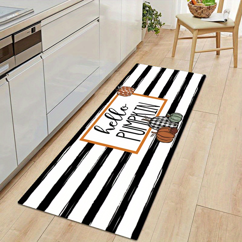 Hello Pumpkin Fall Thanksgiving Kitchen Mats, Autumn Pumpkin Stripe  Farmhouse Anti Fatigue Kitchen Carpet Anti-skid Washable Kitchen Dining  Room Floor Small Office/home Office Sink Laundry Room Decoration Carpet Mat  Thanksgiving Decor Farm