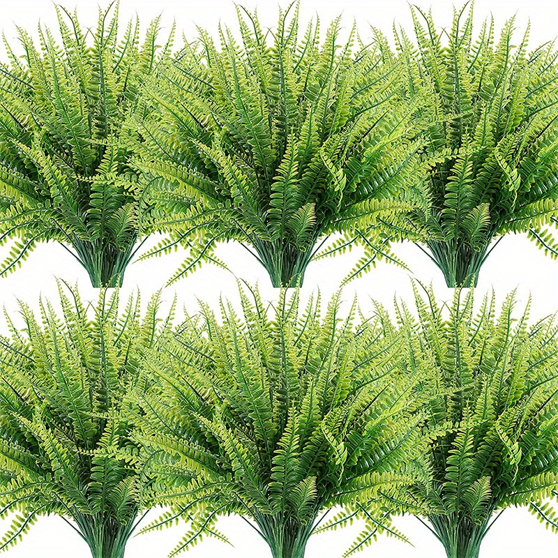 4pcs Artificial Boston Fern Bushes Artificial Ferns for Outdoor UV  Resistant (Green) 