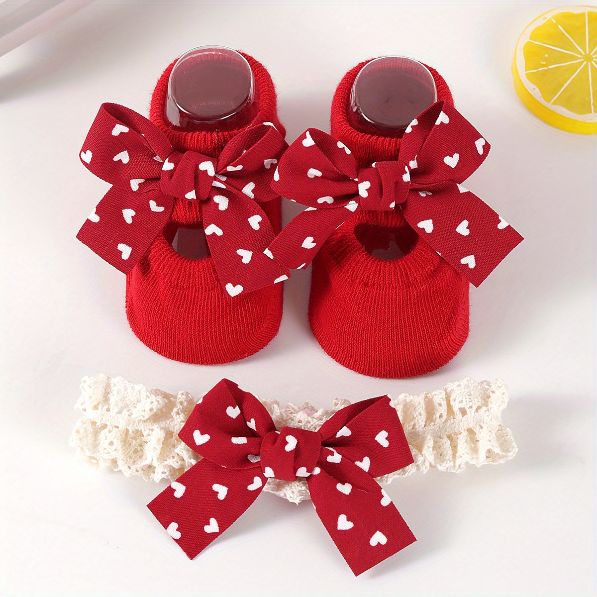 Image of 1 Set Of Adorable Girls' Gift Set: Bow Headband And Bow Socks - Perfect For Toddlers!