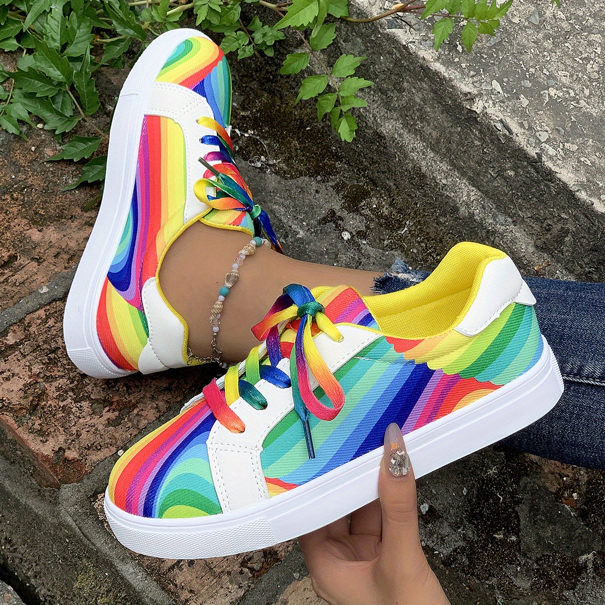 Girls hot sale rainbow sneakers