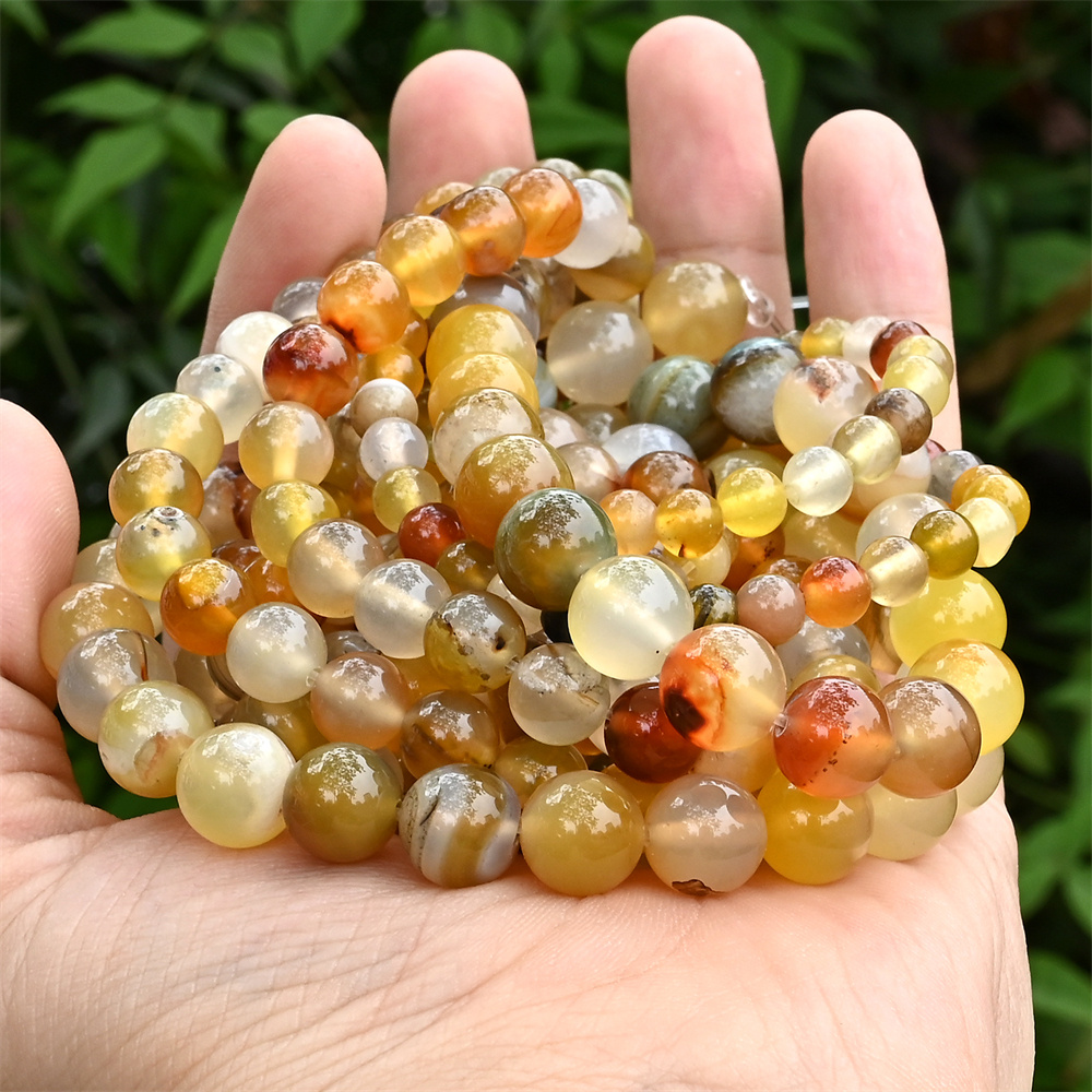 6 8 10mm natural stone beads amber agates round loose spacer beads for jewelry making diy bracelet necklace accessories details 3