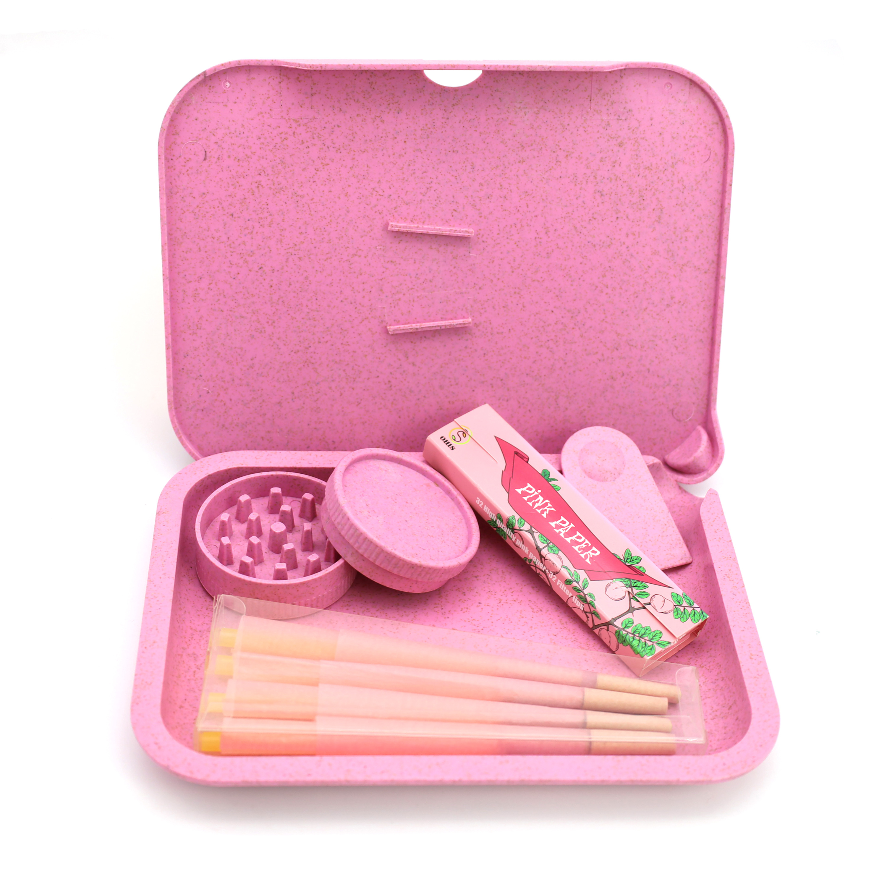 High Maintenance Rolling Tray Set Pink Rose Gold Grinder Cotton Candy  Rolling Papers Ladies Smoking Set 