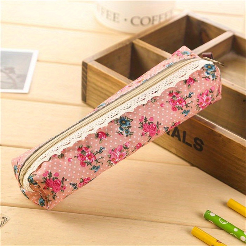 Mini Retro Flower Floral Lace Pencil Case Pencil Bag School Supplies  Cosmetic Makeup Bag Zipper Pouch Purse Estojo Escolar - Office & School  Supplies - Temu