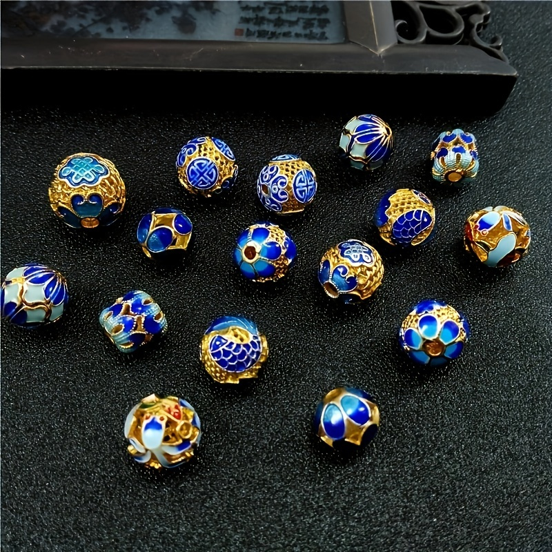 2pcs Cloisonne Hollow Ball Enamel Coppery Beads Color Preservation Charm  For DIY Handmade Bracelet Necklace Jewelry Material Accessories