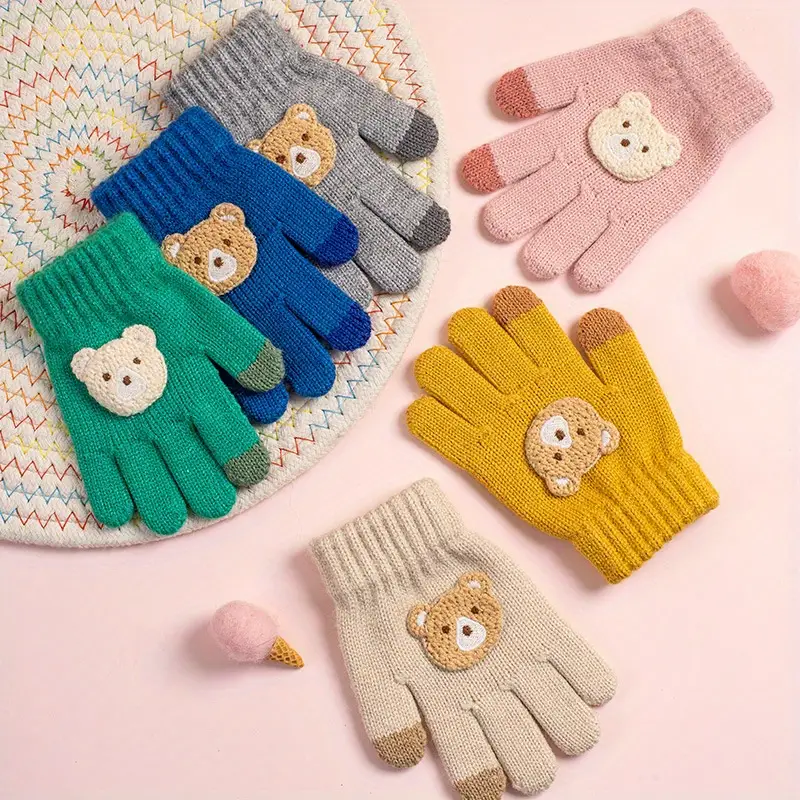 Children's Gloves Cartoon Bear Cold proof Thermal Baby Five - Temu United  Arab Emirates