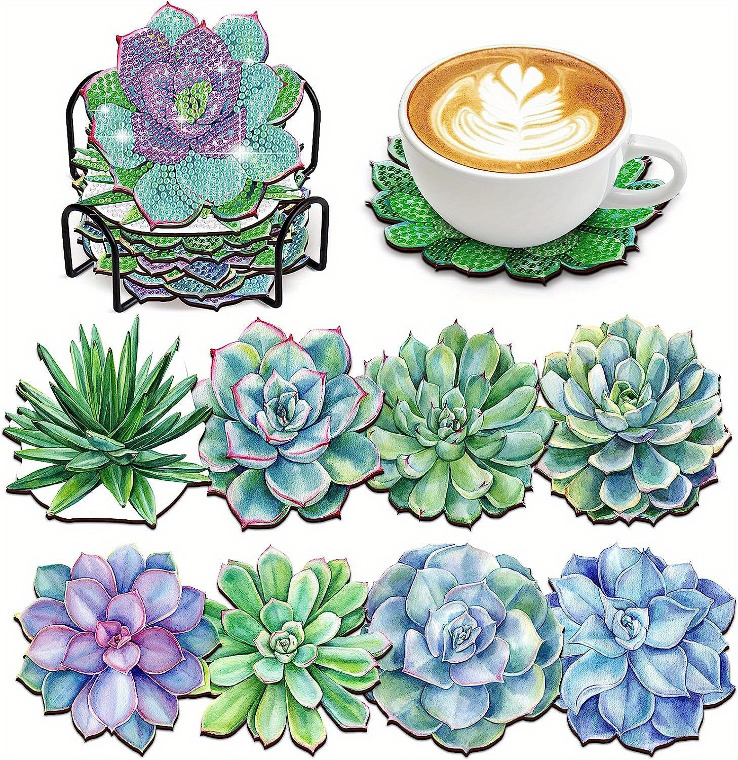 8pcs Succulent Plant Flower Diamond Painting Coaster With Stand, Diamond  Painting Coaster Kit, Diamond Painting Coaster, Adult Diamond Painting Art,  S