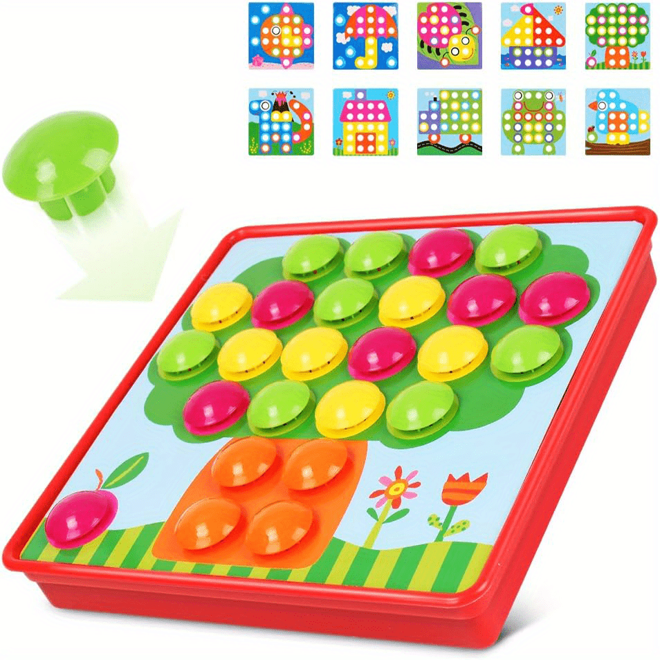 Button Art Toys Crafts For Toddler Activities Game Peg Board - Temu