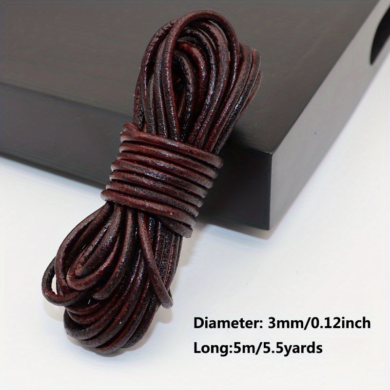 Flat braided leather cord - Brown