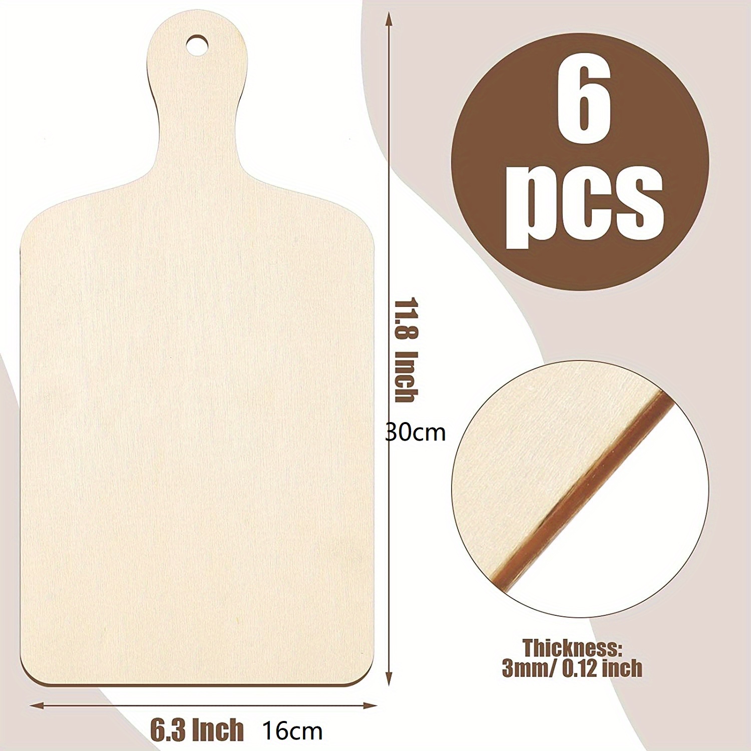 Paquete de 4 mini tablas de cortar de madera sin terminar para decorar y  hacer manualidades