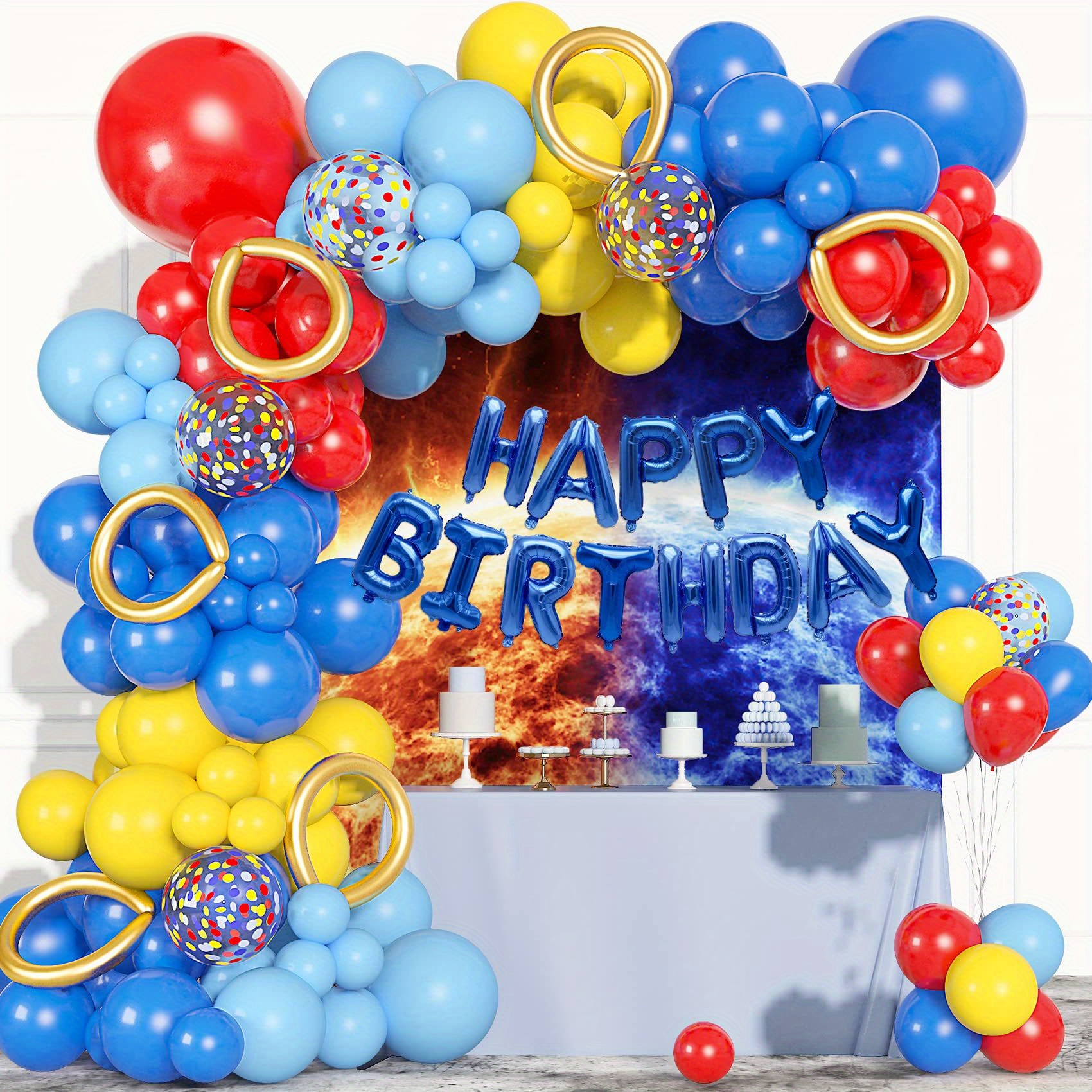 Birthday Party Supplies Red Yellow Blue - Temu