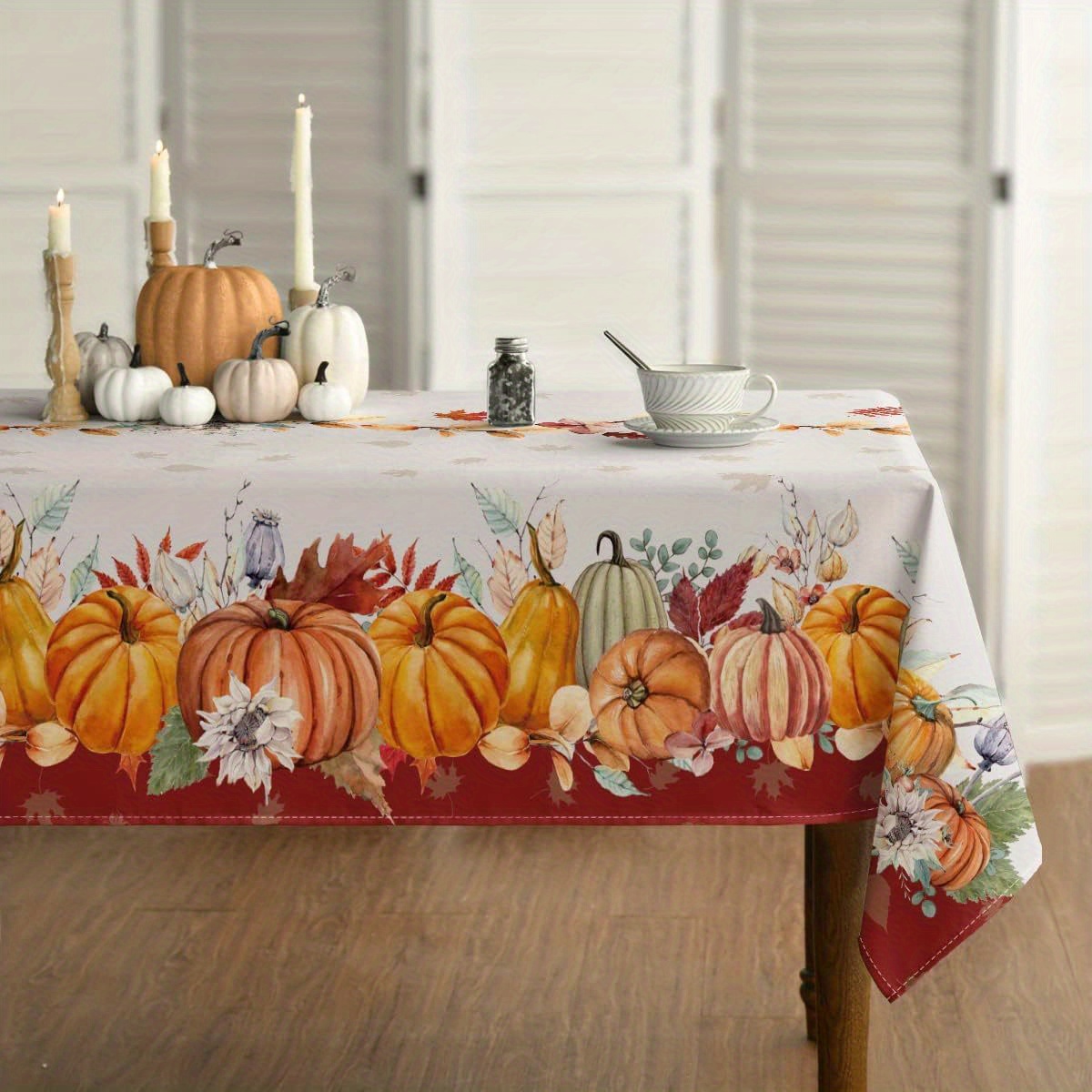  Mantel impermeable, diseño de hojas de otoño de Acción de  Gracias, mantel de otoño, mantel de mesa de comedor, para cocina, fiesta,  decoración de mesa al aire libre, mantel rectangular de