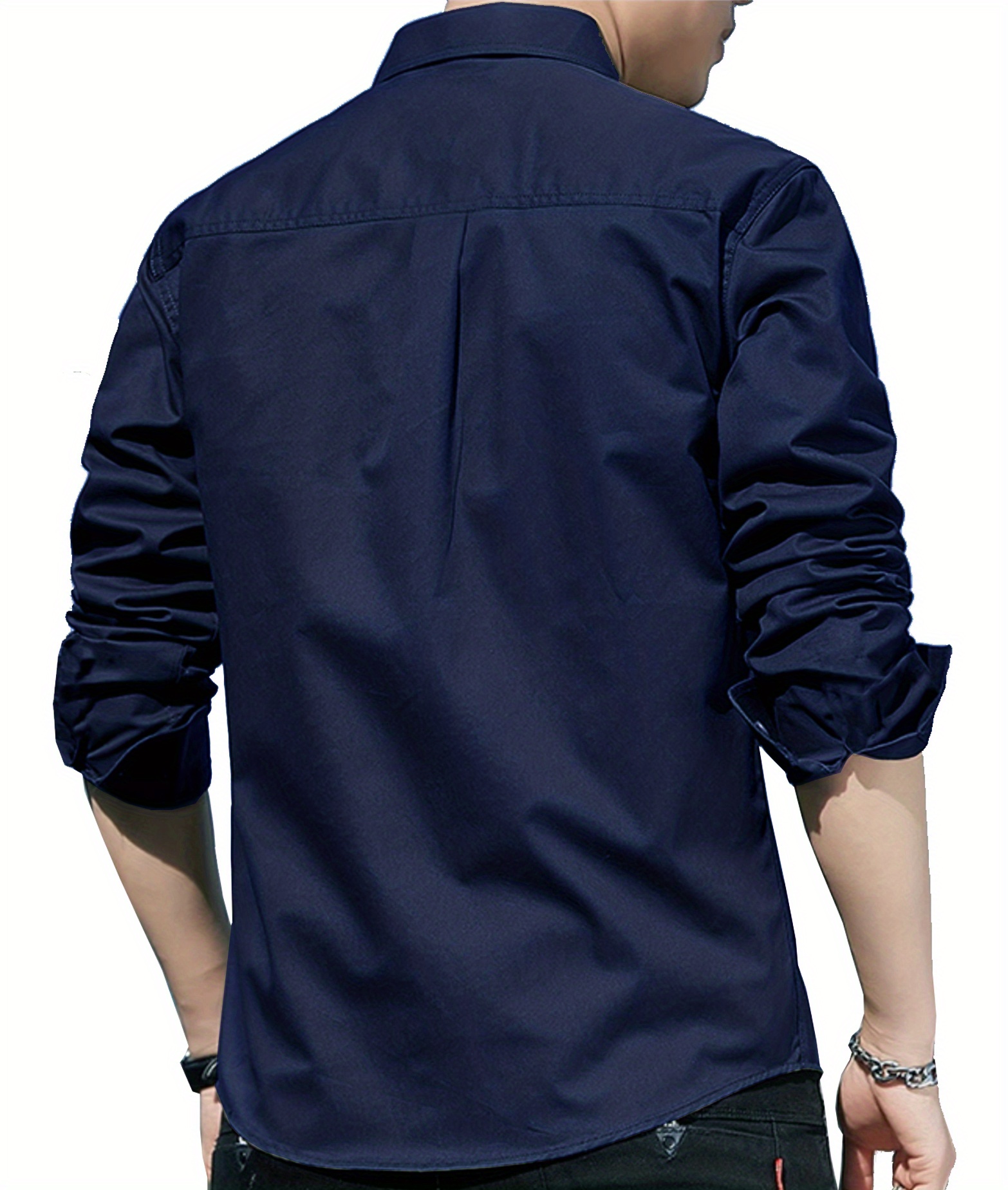 Men's Solid Cargo Shirts Multi Pockets Casual Lapel Button - Temu
