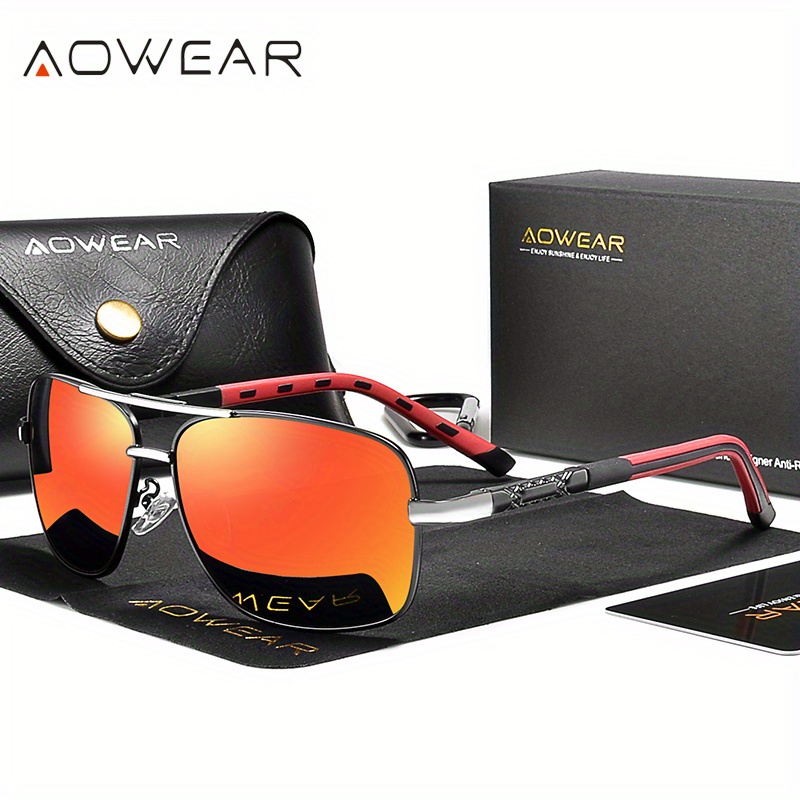 Mens Polarized Lens Sunglasses With Glasses Case Box Gifts For Him, Free  Shipping On Items Shipped From Temu