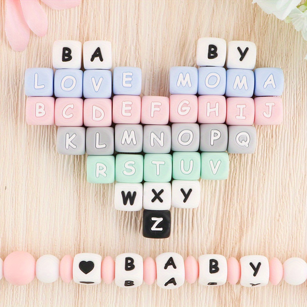 Silicone Letter Beads Suitable For Diy Bracelet Keychain Bag - Temu