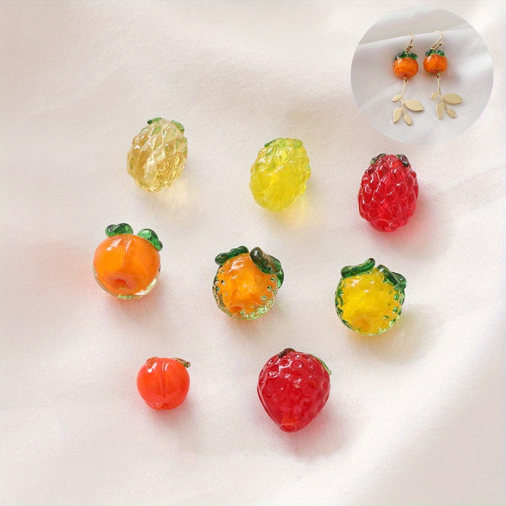 100 Pieces DIY Fruit Beads Charms Jewelry Necklace Bracelet Accessories  10mm Mixed Fruit Apple Strawberry Pear Pineapple for Summer Jewelry Making