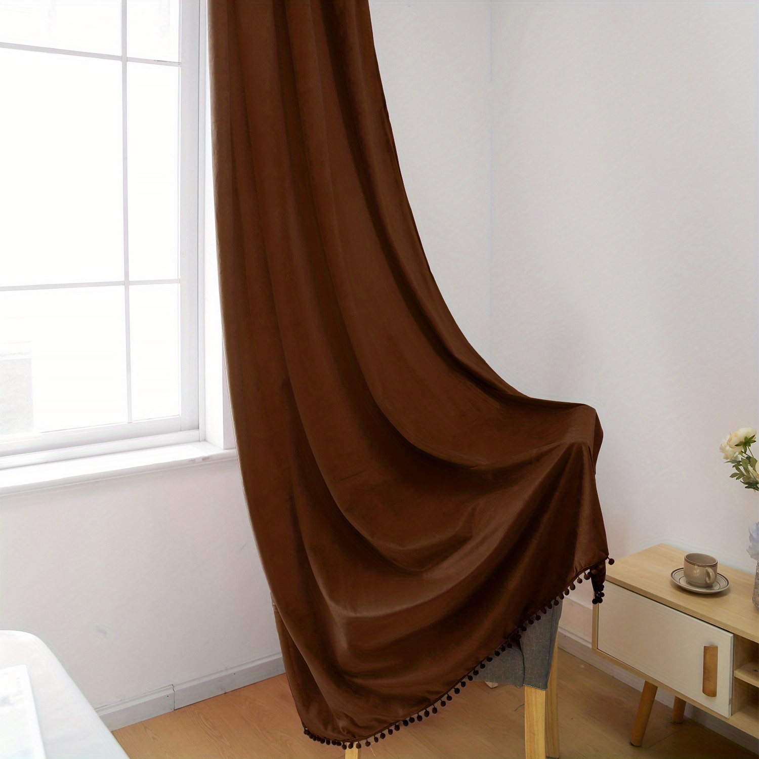 Panel de cortina de terciopelo con ojales, protege la privacidad, cortinas  de terciopelo para dormitorio, sala de estar en Java, 52 pulgadas de ancho