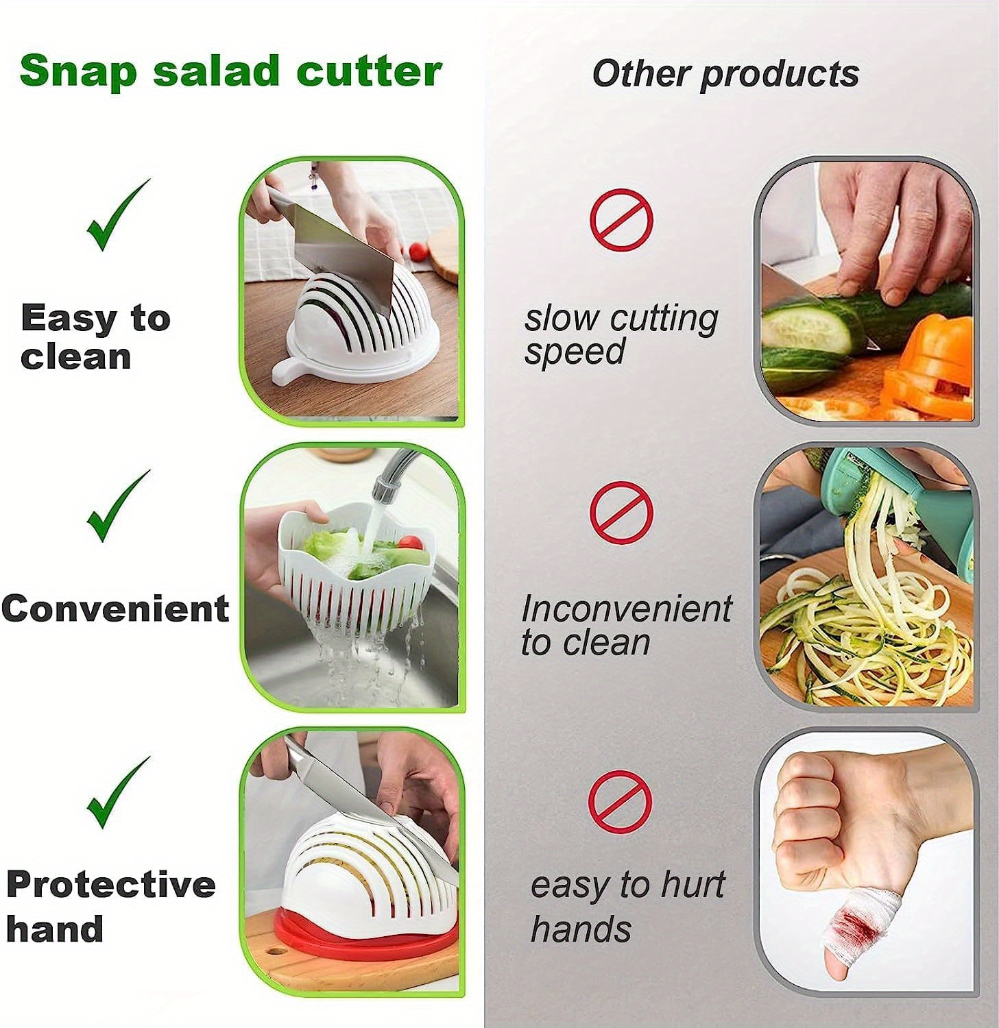 Salad Chopper, Double Layer Rotatable Salad Cutter Bowl, Multi
