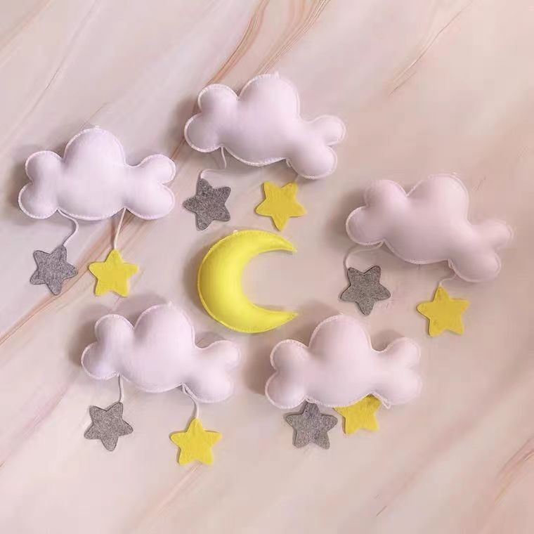 16 Pcs 3D Cloud Hanging for Ceiling Decorations Star Moon Decorations Felt  Fake Cloud Party Ornaments Star Moon Props for Nursery Children Room Baby