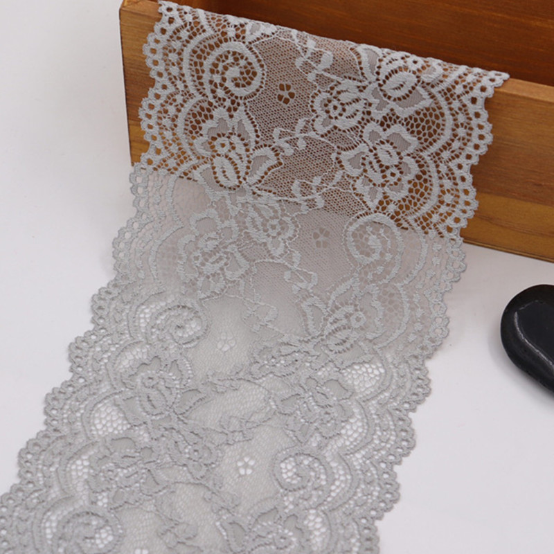 CRASPIRE 11Yard/10m White Fabric Lace Trim Stretch Elastic Double